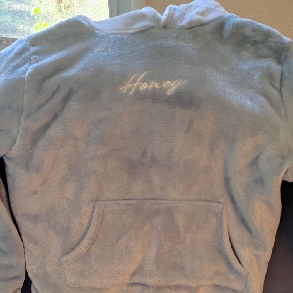 Soft Blue Fleece Pajama Hoodie